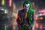 Placeholder: Joker in 8k realistic anime artstyle, Palestine them, neon effect, close picture, rain, fantasy world, intricate details, highly detailed, high details, detailed portrait, masterpiece,ultra detailed, ultra quality
