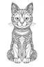 Placeholder: A simple coloring book page drawing with only thick black lines on a white background of a full length body of a kitten mandala of the cat breed FLAT-HEADED CAT with one tail in the minimalist style. No shading. No gray. No shadows. No color. This coloring book page would appeal to children aged sixteen through adults and have clean lines for a design that is easy to color. Style raw. Aspect ratio 9:11