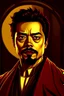 Placeholder: Portrait of Tony Stark, from One Piece manga; Caravaggio style