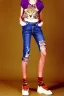 Placeholder: year 1996 denim fashion. Loose fit, "combat pants" with low waist, baggy, Combat pants and t-shirt. Colors: denim blue, blue, purple, khaki, light green, lilac, plum, orange, terracotta, red, pink, dark blue, beige. Women models. Patterns: cheetah, balls, stripes.Something between camouflage and cheetah prints.Jennifer Lopez, Gwyneth Paltrow, . Big tennis shoes on. Cargo pants. leg warmer