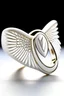 Placeholder: A white stone ring with angel wings .