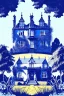 Placeholder: Disused, Victorian Manor House, Blue Sky, Over-Grown Fields, Vector Art