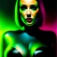 Placeholder: portrait oil on canvas, beautiful punk busty female Cyborg, looking to viewer, sad green eyes, post-apocalyptic in a cyberpunk city,minimal skintight suit, blade runner, comic book cover, mystical colors, neon, insanely detailed,realistic,intrincate detail, 16k resolution, masterpiece, Adam hughes