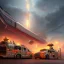 Placeholder: Futuristic cyberspace sci-fi steampunk art deco fire trucks, highly detailed light golden hour trending on Artstation highly detailed 8k photorealistic ultra detailed hdr , by greg rutkowski and thomas kinkade