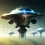 Placeholder: Space mothership, alien style, metalic color, hyper realistic, blur