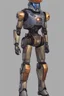 Placeholder: A Star Wars Combat Droid, Wearing Cowboy Clothes, Armor looks similar to Halo, Wearing a cowboy hat.