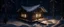 Placeholder: this small log cabin is snow covered at night Generative AI