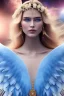 Placeholder: Flower, angel man, (detailed face )++, (detailed blue eyes)++ (long blond hair)++(pectoro visible)++(smile)++, , (two feathered wings on his shoulder blades)++, beautiful place, incredible, cosmic, colours, planet, gold, realistic, real photo, stars at night, detailed, high contrast, 8k high definition, unreal engine 5, extremely sharp details, (lighting effect, light background)++.