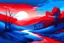 Placeholder: landscape in red and blue colors