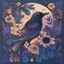 Placeholder: Best quality, masterpiece, ultra high res, detailed, illustration, design, flat vector style, high resolution, illustraTed, shadows and light, aesthetic, modern, ambient lighting, flat colors, vector illustration, raven, moon, leaves, stars, flowers, sailor jerry tattoo, old school tattoo