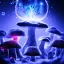 Placeholder: Spherical Frost metal magic armoured lightning glowing Mycelium MUSHROOM stars galaxy SPACE lANDSCAPE BURNING IN BLUE FLAMES hellfire abyss math chaos vivid cell