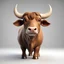 Placeholder: High-Definition 8k 3d cartoon rendering in hwst artstyle close-up on (pure white studio background:1.3) brown bull with horns with a soft smile