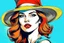 Placeholder: beautiful woman in hat in pop art style vector