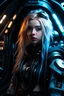 Placeholder: portrait of beautiful billie eilish as a space fighter, warhammer 40k, long messy hair, pale eyes, dressed in a revealing, ornamented lace corset, shoulders and belly, warrior, sci-fi, modern, standing on a space ship, cinematic lighting, highly detailed face, very high resolution