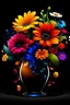 Placeholder: Acrtoon 2d art illustration . Colourful flowers wears a black glass