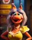 Placeholder: waitress woman with Sesame Street muppet mask-head, concept art, retro style, smooth, unreal engine 5, god lights, ray tracing, RTX, lumen lighting, ultra detail, volumetric lighting, 3d.