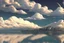 Placeholder: moon, clouds, distant modern contemporary city, lake, sci-fi, boat, epic