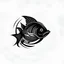 Placeholder: 2d logo of deep sea fish black and white logotype style side view