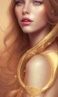 Placeholder: Portrait of beautiful women, correct facial symmetry, golden crown, golden hair, dark background, white flowers, loish style, painting, 8k, colorful, brush strokes,