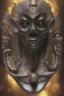 Placeholder: Anunnaki black male African Egyptian alien, cracks in the voodoo head, wicked, eyes, Elephant, 8k, finely detailed, photo realistic, tiger turquoise skull head gold dragon helmet space alien silver surfer skeleton gold olmec silver crown silver eyes