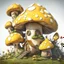 Placeholder: A lumpy mushroom house floating in space. neutral colors, white, yellow green, Detailed gloss Painting, rich color, fantastical, intricate detail, splash screen, hyperdetailed, insane depth, concept art, 8k resolution, trending on Artstation, Unreal Engine 5, color depth, dynamic lighting, splash art, dramatic, masterpiece, excellent quality beautiful Imaginative, unique,