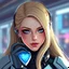 Placeholder: a pretty woman, blonde hair, futuristic, robot heart, digital art, stylised