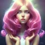 Placeholder: girl, beautiful, cute, long pink hair with bangs, brown eyes, Cyril Rolando:1.2 Norman Rockwell:1.25 Steve Henderson:1.3 Albert Lynch:0.8 Alphonse Mucha:0.5