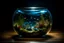 Placeholder: Tiny underwater complete world in large glass bowl water Omni light sharp detailed and intricate environment