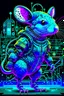 Placeholder: Ilustración lineal estilo Gibli de un ratón con armadura cyberpunk, full body, hiperdetallada, increíble obra de arte, colores complementarios, maximalista