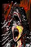 Placeholder: 90s Japanese horror illustration, cartoonist Anime art, a woman screaming beheaded, bloody, splatter, gore art, pixelated art, high definition, giallo style, dario argento,