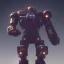 Placeholder: mecha with tracks for a tank. His body is armor and his hands are machine guns. The robot head has glass and the driver is an animal