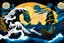 Placeholder: digital painting of the odyssey quest with the mythos cyclops by homer, in the style of hokusai and van gogh