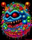 Placeholder: Monster made of ice cream, candy, gum drops, sprinkles tattoo design, traditional tattoo style, t-shirt design, fantasy art, digital painting, clean dark background, 8K by R. crumb, Todd Schorr, Robert Williams, Alex Alemany