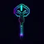 Placeholder: cyberpunk key, black background, black lighting, video game icon