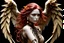 Placeholder: 3D render ultra detailed of a beautiful angel, from knee to head, biomechanical cyborg, analog, 35 mm lens, beautiful natural soft rim light, big leaves and stems, roots, fine foliage lace, colorful details, samourai, pearl earring, heavely tattoed, intricate details, mesh wire, mandelbrot fractal, facial muscles, cable wires, microchip, badass, hyper realistic, ultra detailed, octane render, volumetric lighting, 8k post-production, red and white, detailled metalic bones, semi human, by Glenn Br