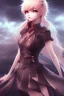 Placeholder: Stunning anime beauty with striking looks in a stormy background