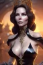 Placeholder: Jaclyn Smith as evil queen in black leather, busty, cleavage, dominatrix, curvy, angry, stern look. character design by cory loftis, fenghua zhong, ryohei hase, ismail inceoglu and ruan jia. unreal engine 5, artistic lighting, highly detailed, photorealistic, fantasy