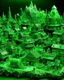 Placeholder: A green mechanical village with crystals painted by Henri Robert-Bresil