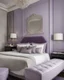 Placeholder: hotel bedroom, modern classic style, lavender colors