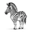 Placeholder: cute Zebra, black and white, white background, clean lines, coloring page for kids