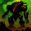 Placeholder: 90's TCG art retro fantasy art of scrap robot monster post apocalyptic