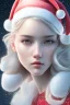 Placeholder: girl, cute, beautiful, long eyelashes, white hair, Santa hat, snowflakes, Christmas dress, head and shoulders portrait, 8k resolution concept art portrait by Greg Rutkowski, Artgerm, WLOP, Alphonse Mucha dynamic lighting hyperdetailed intricately detailed Splash art trending on Artstation triadic colors Unreal Engine 5 volumetric lighting