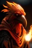 Placeholder: male aarakocra sun soul monk flaming angry short Realistic, cinematic, 35mm anamorphic lens