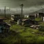 Placeholder: Postapocalyptic small town in hills, overgrown, hyperrealistic