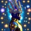 Placeholder: A battle suit made of galaxies and stars with a glove that has seven endless stones,A god-like man with infinite power who owns the galaxies,God-like man with infinite power who owns the galaxies and wears a beautiful crown, a jewel of diamonds and galaxies with weapons riding on a creature with an eagle head and eagle wings and eagle hands