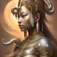 Placeholder: Sango fantasy, fantasy magic, intricate, sharp focus, illustration, highly detailed, digital painting, concept art, matte, art germ and Paul Lewin and Kehinde Wiley, masterpiece silver elephant head bronze Buddha Asian African girl nice breast Hawaiian hair turquoise golden waves