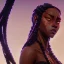 Placeholder: Beautiful Black woman with long braids, Anime Key Visual, Deep Color, Intricate, 8k resolution concept art, Natural Lighting, Beautiful Composition head and shoulders portrait, 8k resolution concept art portrait by Kentaro Miura, Alphonse Mucha dynamic lighting hyperdetailed intricately detailed Splash art