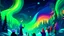 Placeholder: fantasy cartoon illustration: Norther lights during Christmas party