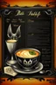 Placeholder: vintage cafe menu, Halloween, bat soup