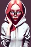 Placeholder: girl, cute, beautiful, huge lips, huge nose, red hair, freckles, glasses, hoodie